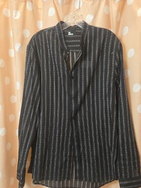 The Kooples Fancy Stripes Shirt Sz M Unisex 100% Cotton Voile